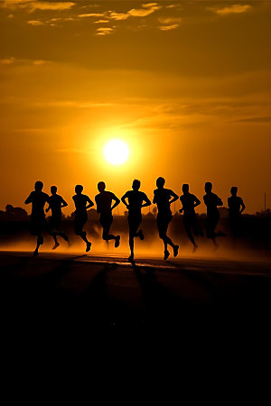 跑步剪影企业精神马拉松摄影图