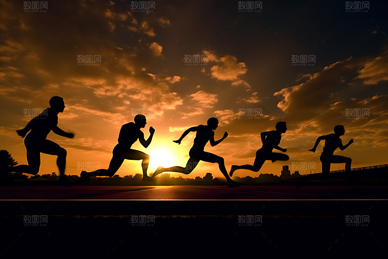 跑步剪影坚持企业文化摄影图