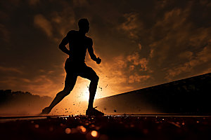 跑步剪影马拉松运动摄影图
