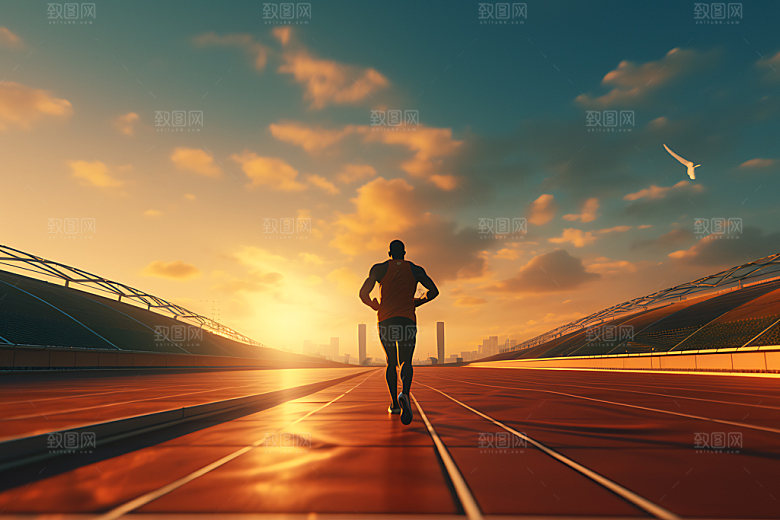 跑步剪影企业精神努力摄影图