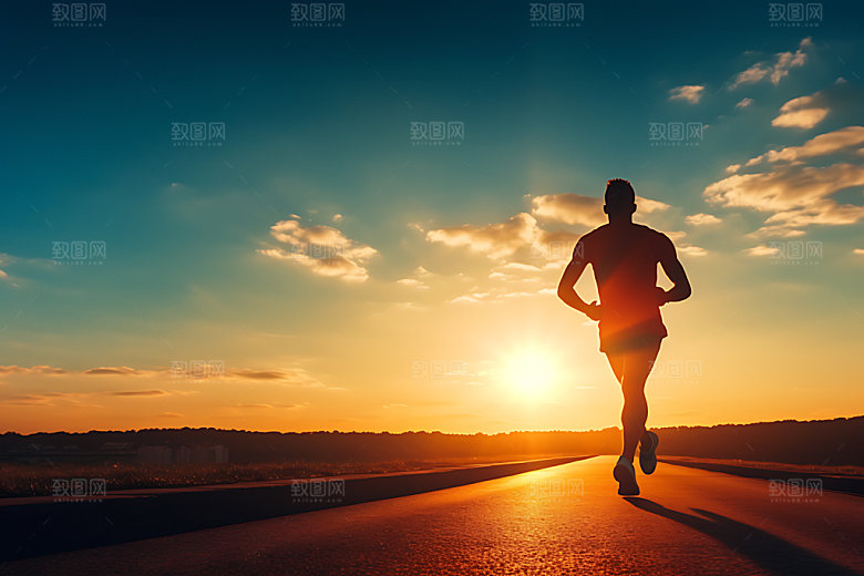 跑步剪影奋斗高清摄影图