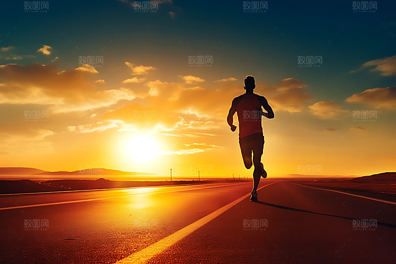 跑步剪影运动马拉松摄影图