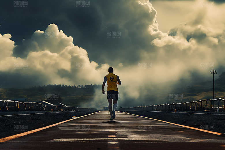 跑步剪影努力勇敢摄影图