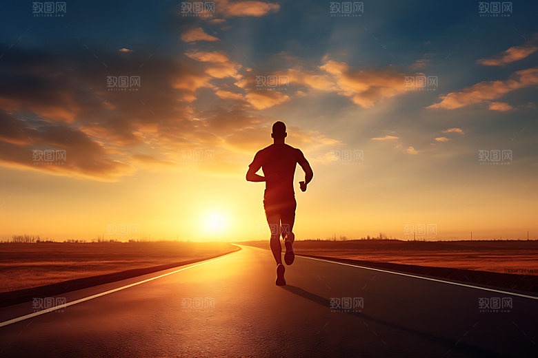 跑步剪影马拉松运动摄影图