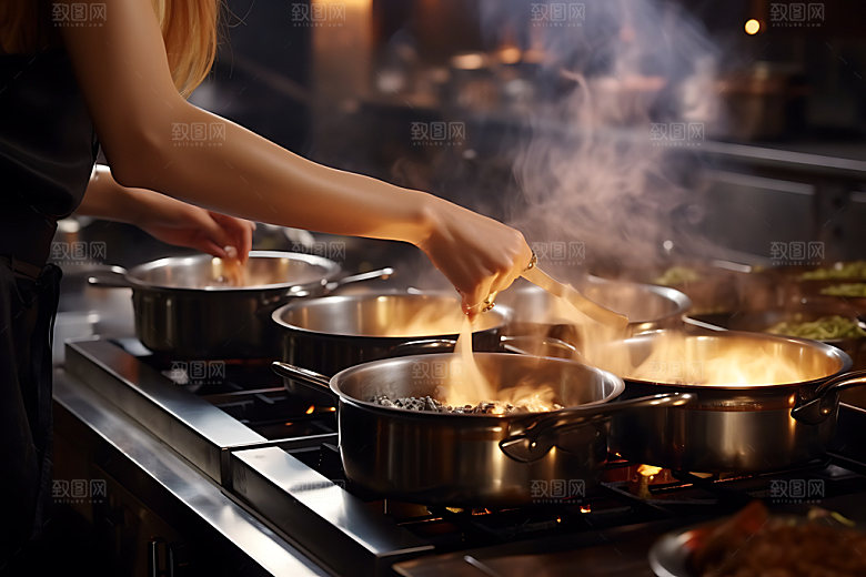 烹饪操作间场景摄影图