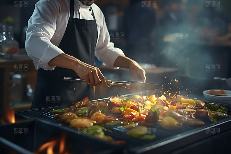 烹饪操作间厨房摄影图