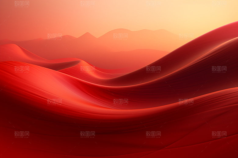 红色飘带简约大气背景图