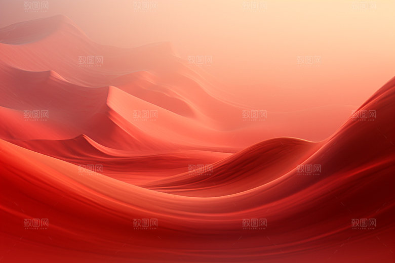 红色飘带简约年会背景图