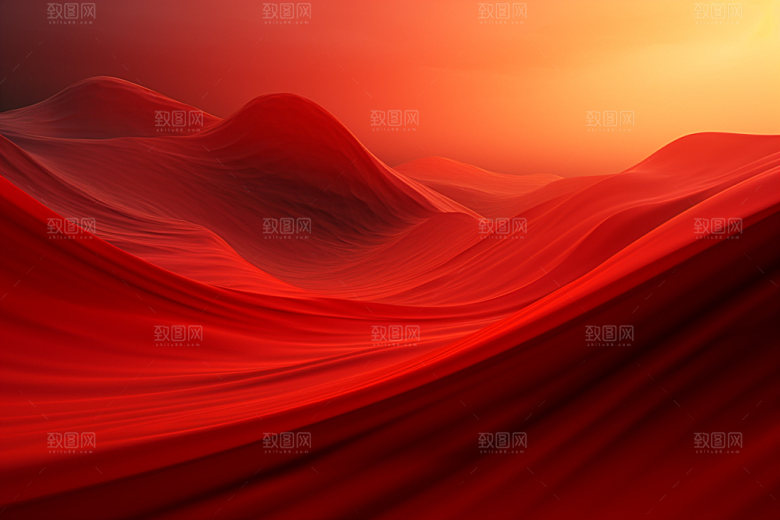 红色飘带简约海报背景图