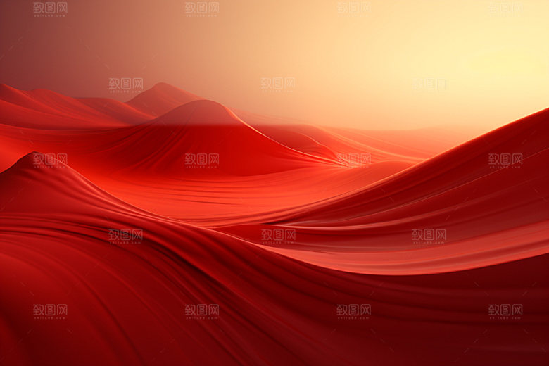 红色飘带大红简约背景图