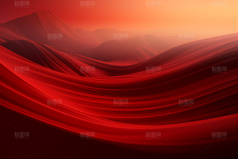 红色飘带丝绸海报背景图