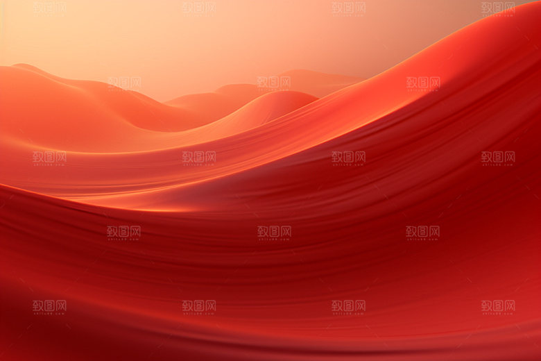 红色飘带丝滑抽象背景图