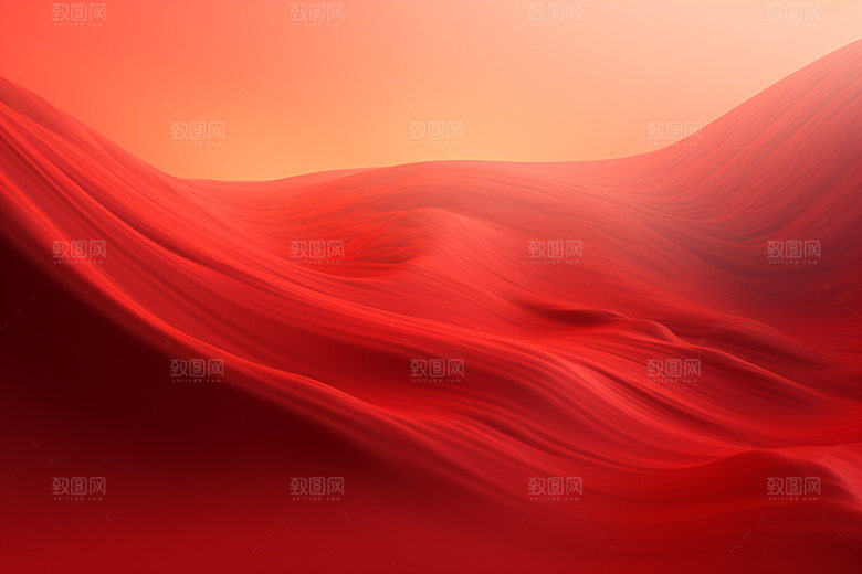 红色飘带抽象简约背景图