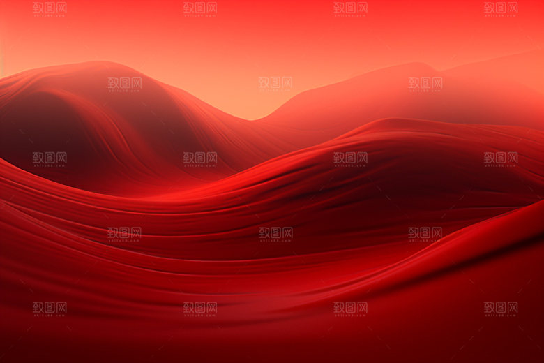 红色飘带抽象丝绸背景图