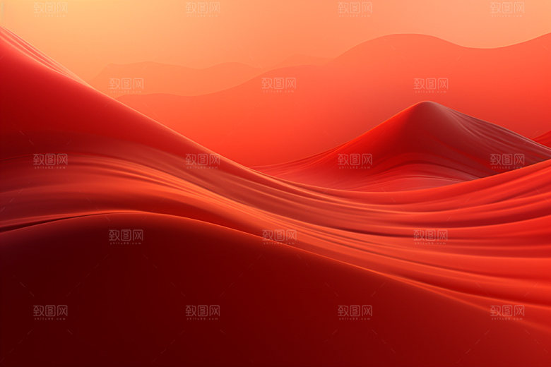 红色飘带质感丝滑背景图