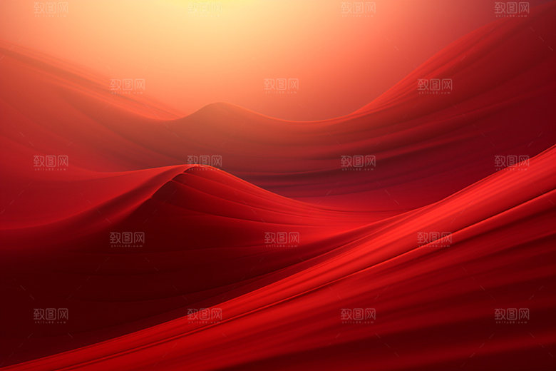 红色飘带抽象质感背景图