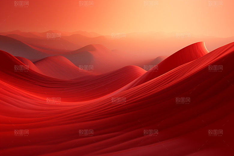 红色飘带大红丝滑背景图