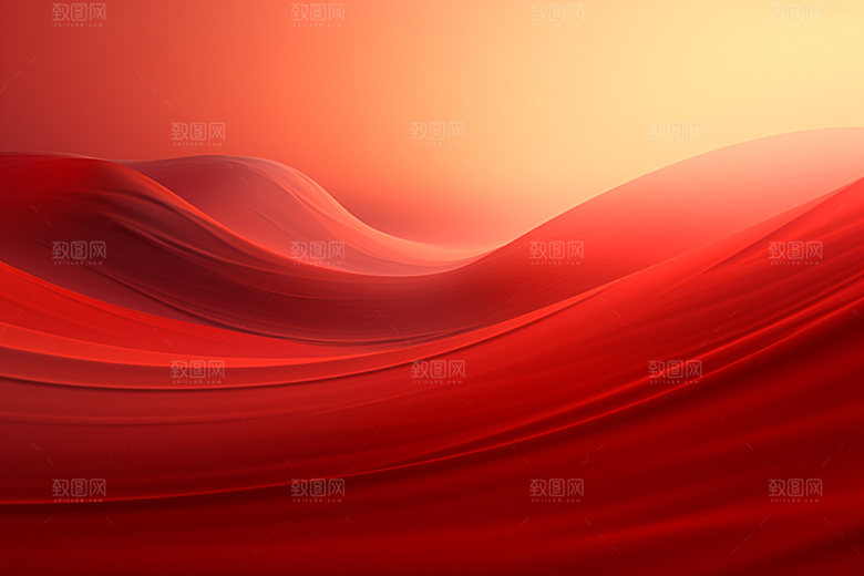 红色飘带丝滑海报背景图