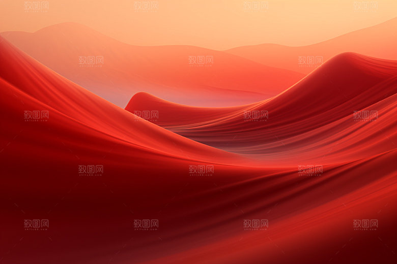 红色飘带简约抽象背景图