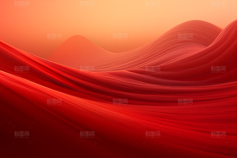 红色飘带简约抽象背景图