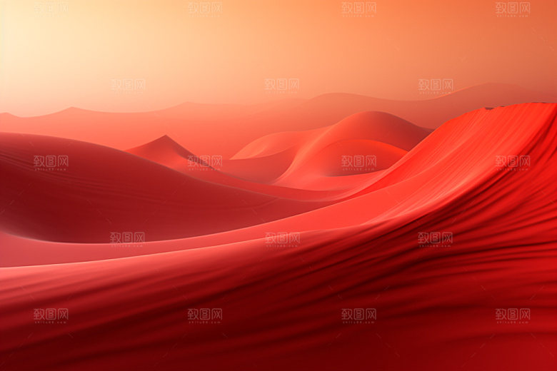 红色飘带丝绸简约背景图