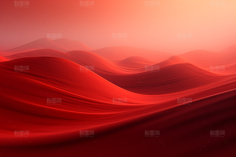 红色飘带抽象大气背景图
