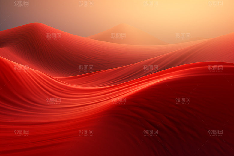 红色飘带抽象丝绸背景图