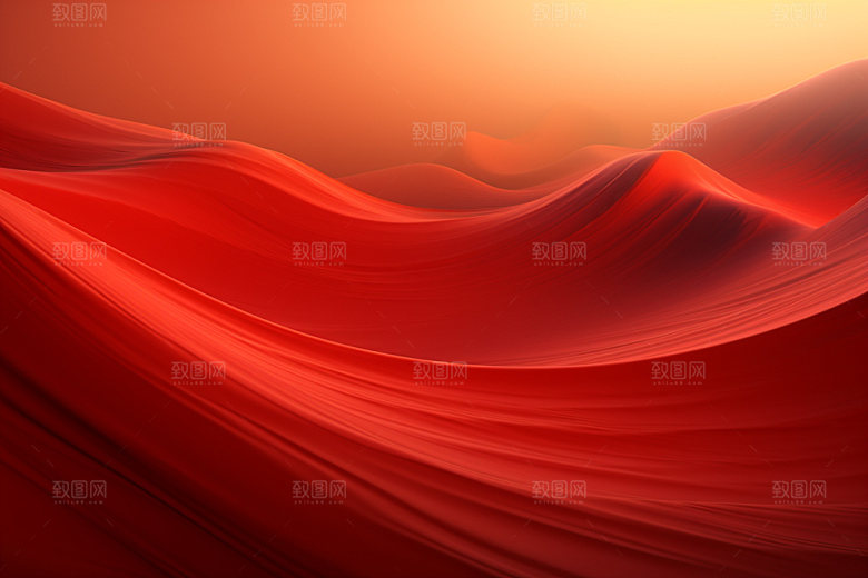 红色飘带大红简约背景图