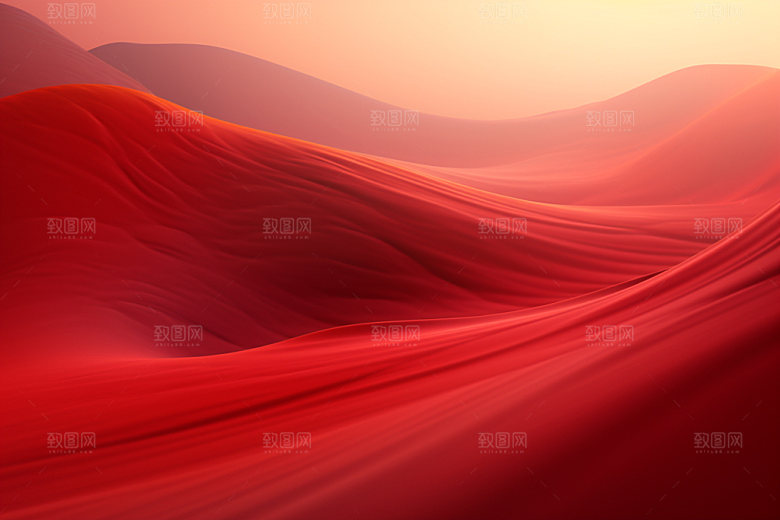 红色飘带年会抽象背景图