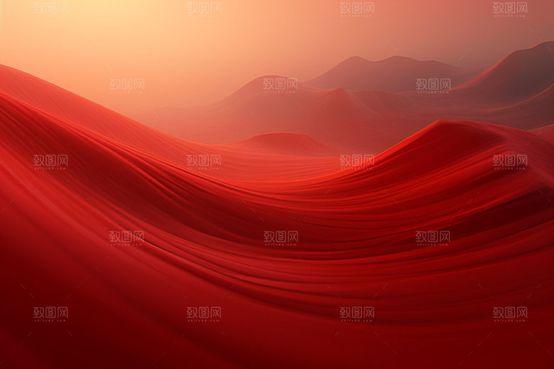 红色飘带抽象简约背景图