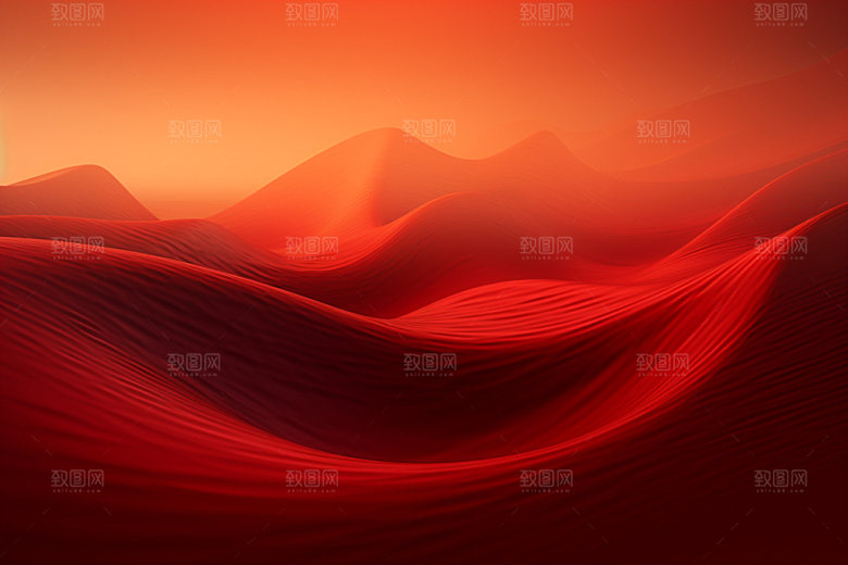 红色飘带丝滑抽象背景图