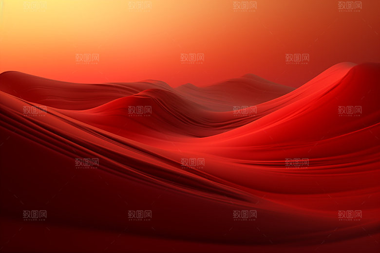 红色飘带抽象简约背景图