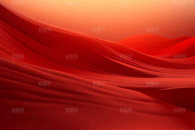 红色飘带质感丝绸背景图