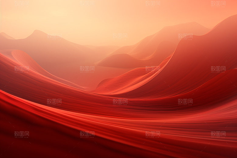 红色飘带质感丝绸背景图