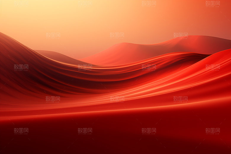 红色飘带质感丝滑背景图