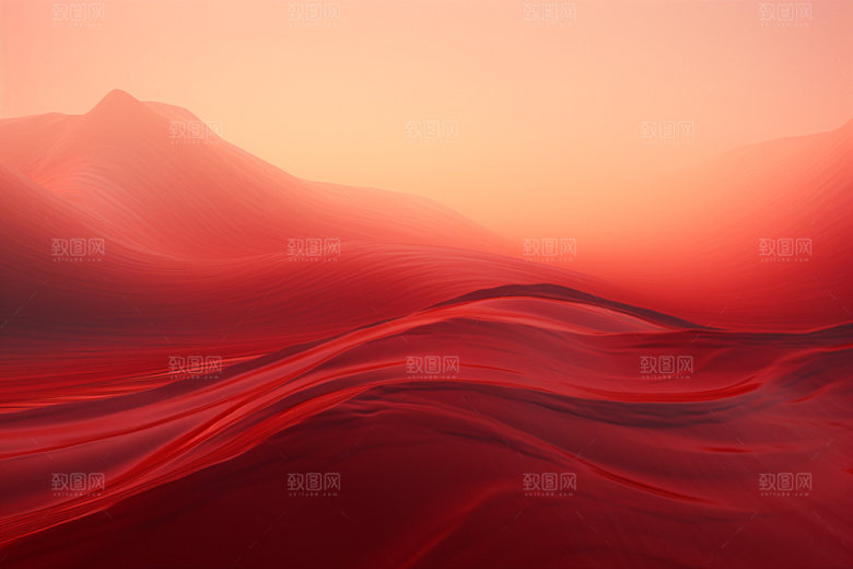 红色飘带质感大红背景图