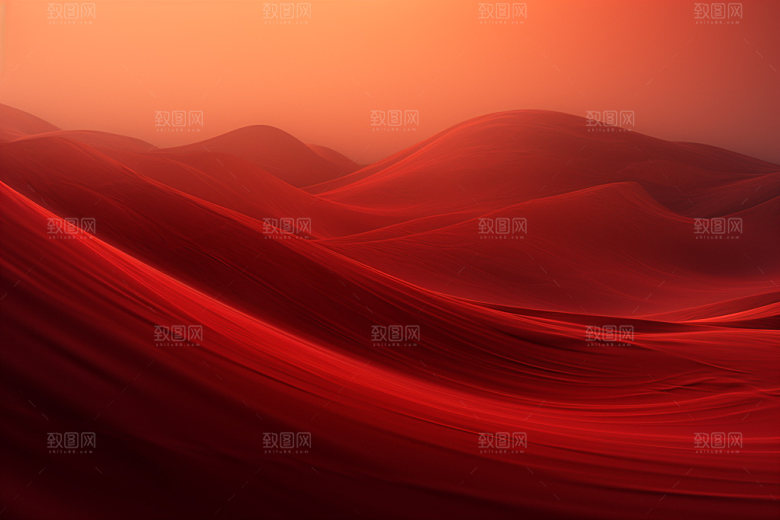 红色飘带简约丝绸背景图