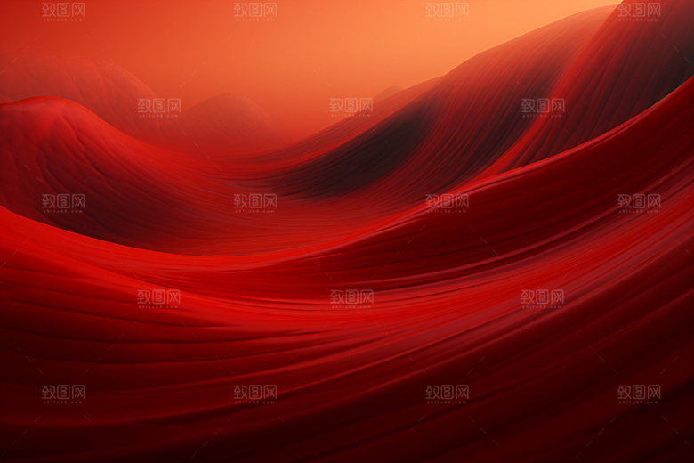 红色飘带丝绸抽象背景图