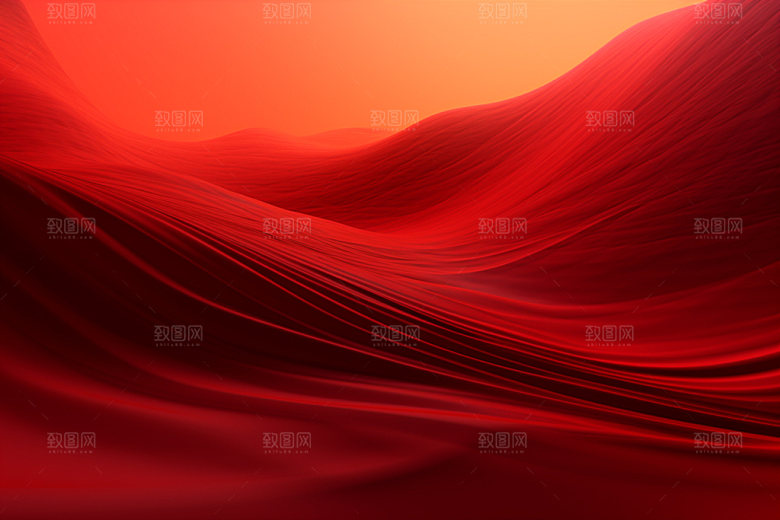 红色飘带大红抽象背景图