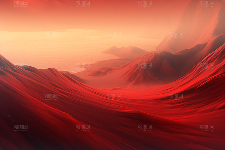 红色飘带展板丝绸背景图