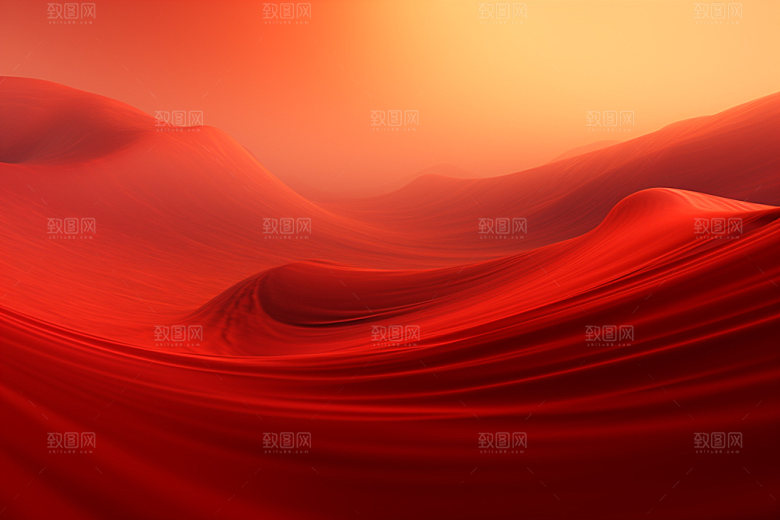 红色飘带抽象大红背景图