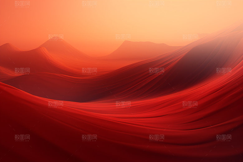 红色飘带简约质感背景图
