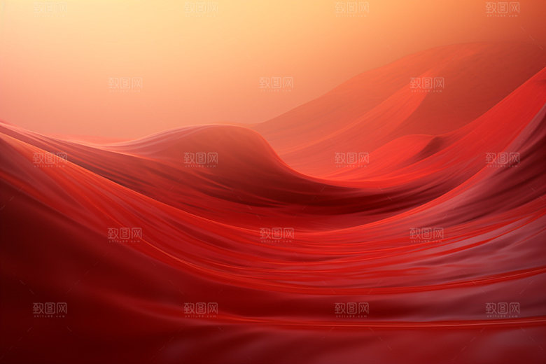 红色飘带简约抽象背景图