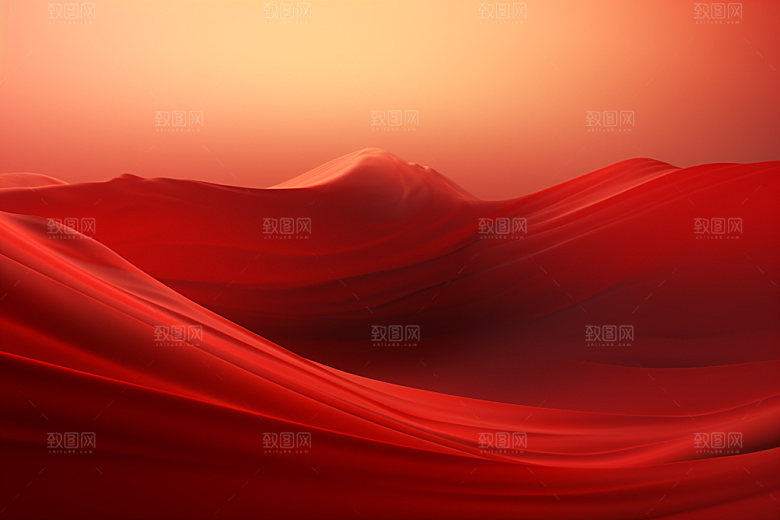 红色飘带简约年会背景图