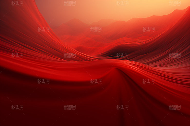 红色飘带大红简约背景图