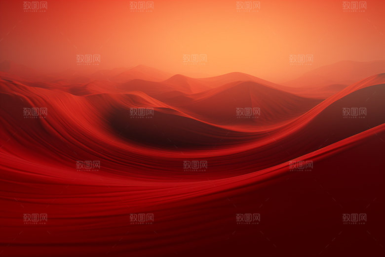 红色飘带抽象质感背景图