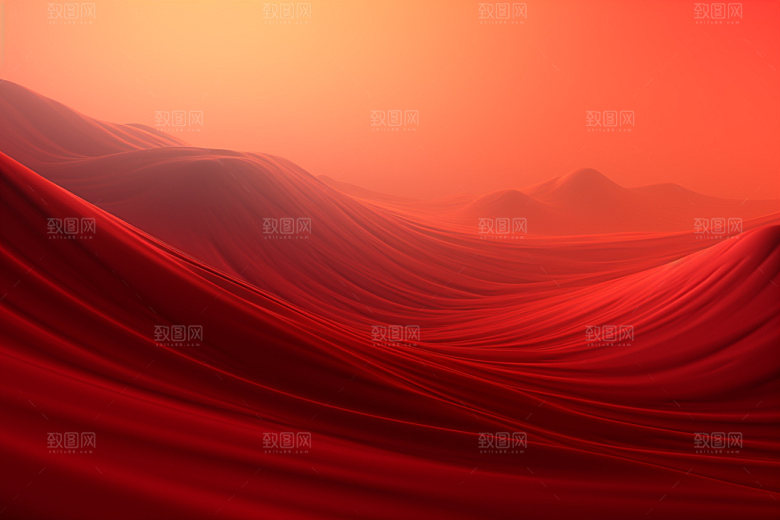 红色飘带大红丝滑背景图