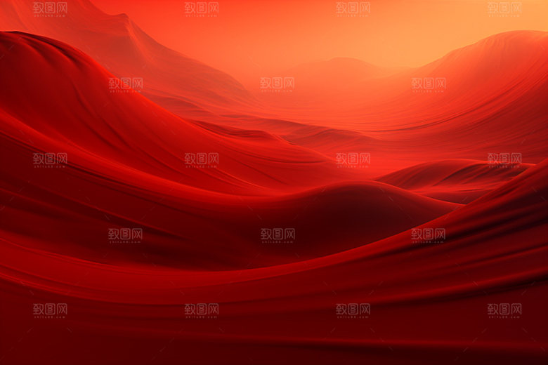 红色飘带大红抽象背景图