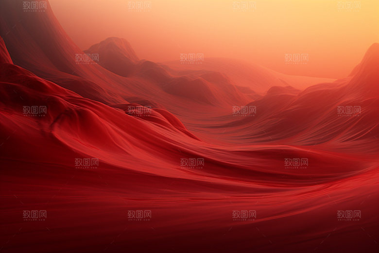 红色飘带简约年会背景图