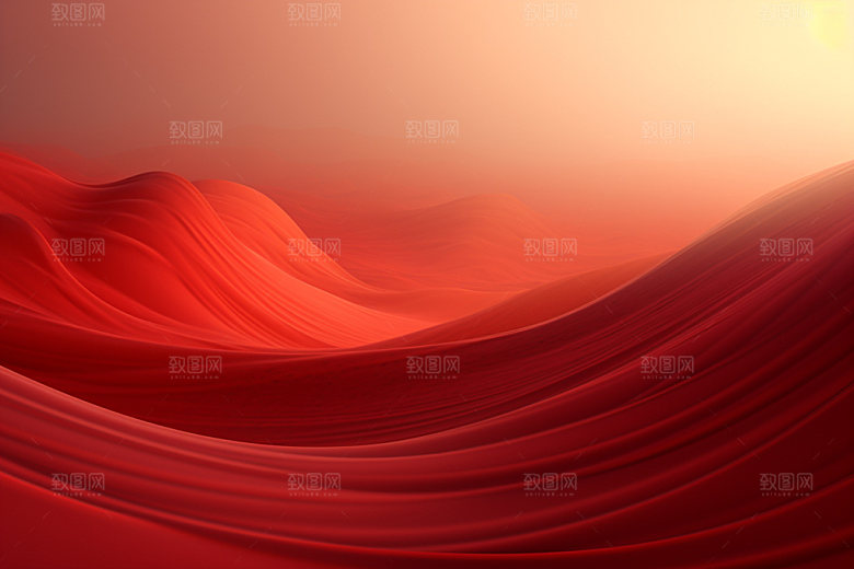 红色飘带年会丝绸背景图